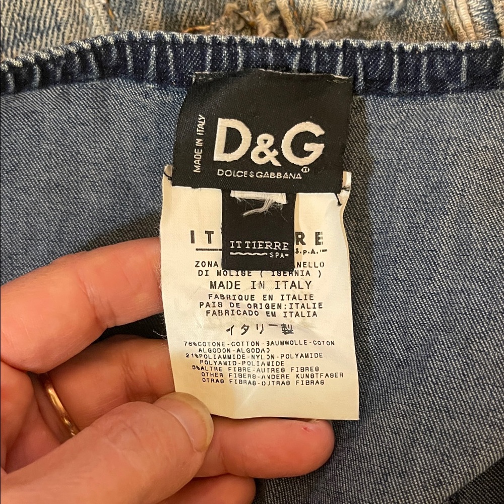 D&G Denim Corset Top with Lace Trim s/m - Picture 6 of 12